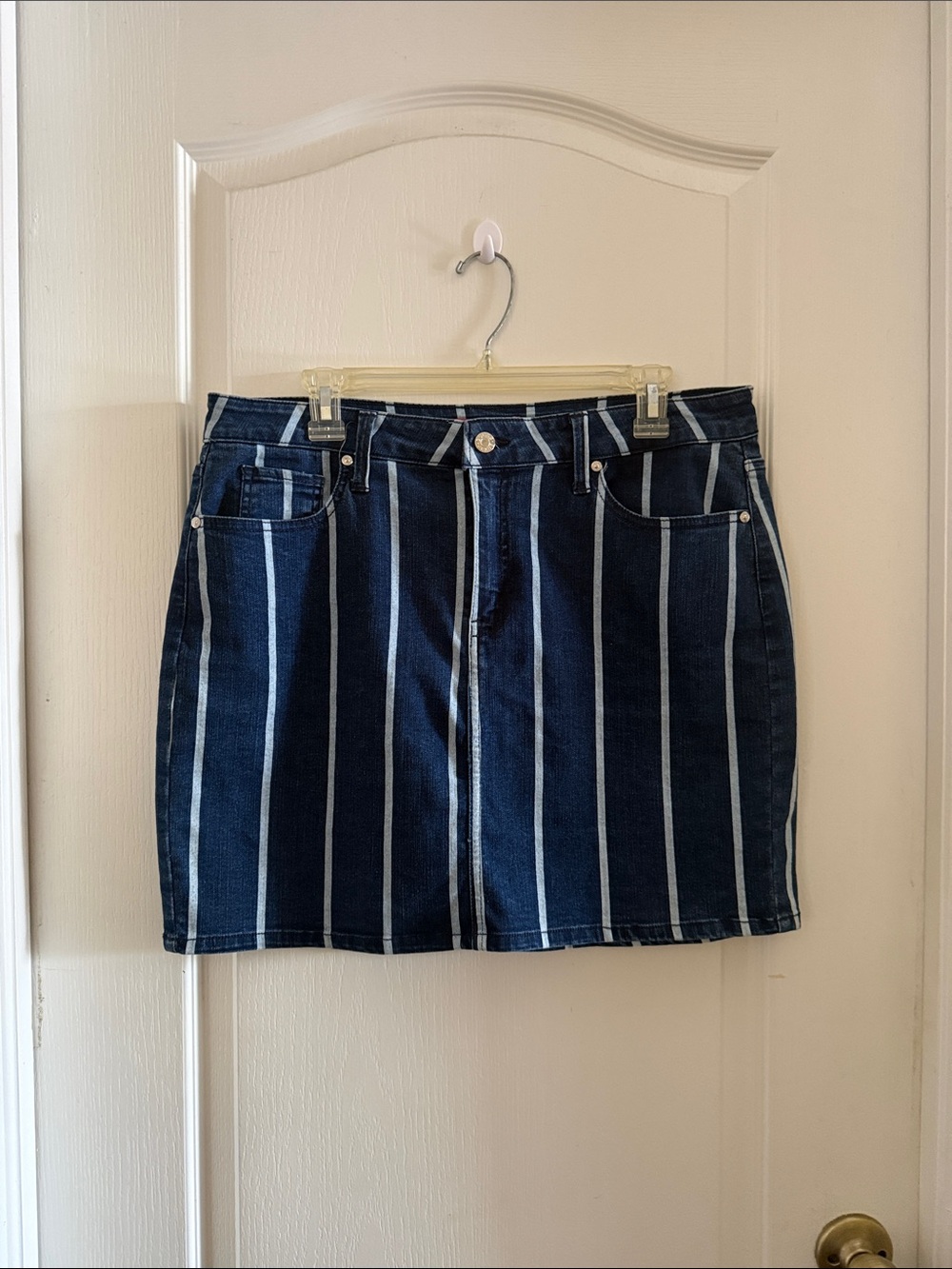 Guess Striped Denim Mini Skirt - Navy